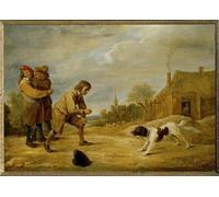 ZHAOSHAN Célèbre Art DéCorative Tableaux Sur Toile Garçon de ferme avec un chien par David Teniers le Jeune Moderne Mur Art Pour la Décoration de Bureau 60x90cm