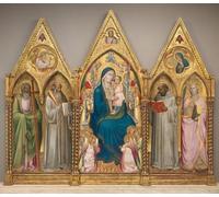 ZHAOSHAN Célèbre Art DéCorative Tableaux Sur Toile La Dame et l'Enfant avec les saints André, Benoît, Bernard et Catherine d'Alexandrie avec les anges Pour la Décoration Murale 60x90cm