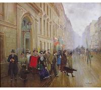 ZHAOSHAN Célèbre Art DéCorative Tableaux Sur Toile La sortie du Conservatoire de Jean Beraud Moderne Mur Art Pour la Décoration de la Chambre à Coucher 60x90cm