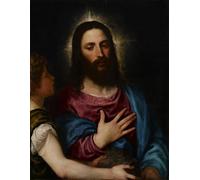 ZHAOSHAN Célèbre Art DéCorative Tableaux Sur Toile La Tentation du Christ de Tiziano Vecelli Moderne Mur Art Pour la Décoration de la Chambre à Coucher 60x90cm