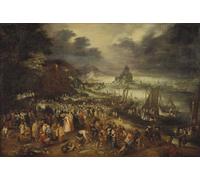 ZHAOSHAN Célèbre Art DéCorative Tableaux Sur Toile Le Christ prêchant depuis une barque Le Christ prêchant depuis une barque par Jan the Elder Brueghel Pour la Décoration de Bureau 60x90cm