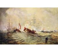 ZHAOSHAN Célèbre Art DéCorative Tableaux Sur Toile Le Débarquement de Guillaume d'Orange à Torbay par Mallord William Turner Moderne Mur Art Pour la Décoration de Bureau 60x90cm