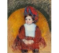 ZHAOSHAN Célèbre Art DéCorative Tableaux Sur Toile Margot en costume rouge foncé assise sur une chaise à dossier rond par Mary Cassatt Moderne Mur Art Pour la Décoration de Bureau 60x90cm