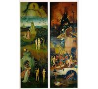 ZHAOSHAN Célèbre Art DéCorative Tableaux Sur Toile Paradis et Enfer Gauche et Droits d'un par Hieronymus Moderne Mur Art Pour la Décoration Murale 60x90cm