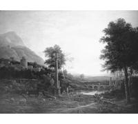 ZHAOSHAN Célèbre Art DéCorative Tableaux Sur Toile Paysage à colonne et personnages de Claude Lorrain Moderne Mur Art Pour la Décoration de la Chambre à Coucher 60x90cm