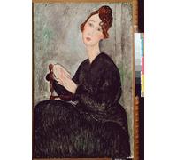 ZHAOSHAN Célèbre Art DéCorative Tableaux Sur Toile Portrait de Dedie Femme vêtue de noir a l'expression mélancolique par Amedeo Modigliani Moderne Mur Art Pour la Décoration Murale 60x90cm