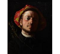 ZHAOSHAN Célèbre Art DéCorative Tableaux Sur Toile Portrait de Paul Verlaine en troubadour par Jean Frédéric Bazille Moderne Mur Art Pour la Décoration de la Chambre à Coucher 60x90cm