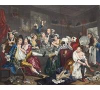 ZHAOSHAN Célèbre Art DéCorative Tableaux Sur Toile The Orgy Plate Iii From a Rake's Progress par William Hogarth Moderne Mur Art Pour la Décoration de Bureau 60x90cm