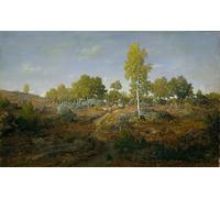 ZHAOSHAN Célèbre Art DéCorative Tableaux Sur Toile un chemin parmi les rochers de Pierre Etienne Théodore Rousseau Moderne Mur Art Pour la Décoration de Bureau 60x90cm