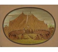 ZHAOSHAN Célèbre Art DéCorative Tableaux Sur Toile un festin de chien Sioux par George Catlin Moderne Mur Art Pour la Décoration de Bureau 60x90cm