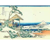ZHAOSHAN Célèbre Oeuvre Dimpression Wall Art Peintures de thé à Koishikawa le matin après une chute de neige par Katsushika Hokusai Tableaux Modernes Pour la Décoration de Bureau 60x90cm
