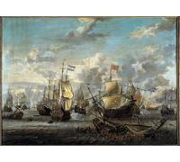 ZHAOSHAN Célèbre Oeuvre Dimpression Wall Art Peintures Deuxième guerre anglo-néerlandaise la bataille des quatre jours par Abraham Storck Tableaux Modernes Pour la Décoration Murale 60x90cm