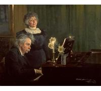 ZHAOSHAN Célèbre Oeuvre Dimpression Wall Art Peintures Edvad Grieg accompagne sa femme au piano de Peder Severinese Krøyer Tableaux Modernes Pour la Décoration de Bureau 60x90cm