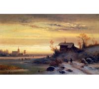 ZHAOSHAN Célèbre Oeuvre Dimpression Wall Art Peintures Figures dans un paysage d'hiver par Anton Doll Tableaux Modernes Pour la Décoration de Bureau 60x90cm