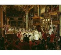 ZHAOSHAN Célèbre Oeuvre Dimpression Wall Art Peintures le couronnement de Guillaume Ier comme roi de Prusse au château de Königsberg par Adolph Menzel Pour la Décoration de Bureau 60x90cm