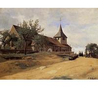 ZHAOSHAN Célèbre Oeuvre Dimpression Wall Art Peintures L'église de Lormes de Jean Baptiste Camille Corot Tableaux Modernes Pour la Décoration Murale 60x90cm