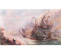 ZHAOSHAN Célèbre Oeuvre Dimpression Wall Art Peintures Les fiançailles de trois jours de Blakes avec Von Tromp par William Lionel Wyllie Pour la Décoration de la Chambre à Coucher 60x90cm