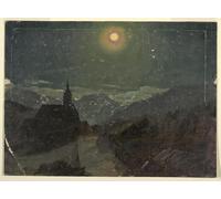 ZHAOSHAN Célèbre Oeuvre Dimpression Wall Art Peintures Paysage alpin la nuit par l'église Frederic Edwin Tableaux Modernes Pour la Décoration de Bureau 60x90cm