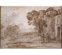 ZHAOSHAN Célèbre Oeuvre Dimpression Wall Art Peintures Paysage avec Abraham chassant Agar et Ismaël par Claude Lorrain Tableaux Modernes Pour la Décoration de la Chambre à Coucher 60x90cm