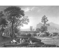 ZHAOSHAN Célèbre Oeuvre Dimpression Wall Art Peintures Paysage avec la Fuite en Egypte de Claude Lorrain Tableaux Modernes Pour la Décoration de Bureau 60x90cm