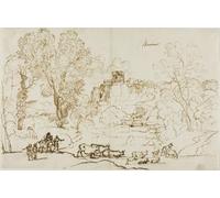 ZHAOSHAN Célèbre Oeuvre Dimpression Wall Art Peintures Paysage Classique Tivoli par Claude Lorrain Tableaux Modernes Pour la Décoration de Bureau 60x90cm