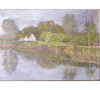 ZHAOSHAN Célèbre Oeuvre Dimpression Wall Art Peintures Paysage sur la Lys Un matin de mai par Emile Claus Tableaux Modernes Pour la Décoration de Bureau 60x90cm