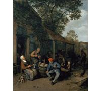 ZHAOSHAN Célèbre Oeuvre Dimpression Wall Art Peintures Paysans fumant et se régalant devant une taverne par Adriaen Jansz Van Ostade Pour la Décoration de la Chambre à Coucher 60x90cm