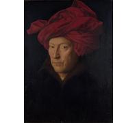 ZHAOSHAN Célèbre Oeuvre Dimpression Wall Art Peintures Portrait d'homme au turban de Jan Van Eyck Tableaux Modernes Pour la Décoration de Bureau 60x90cm