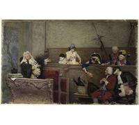 ZHAOSHAN Célèbre Oeuvre Dimpression Wall Art Peintures Procès de Pierrot de Jehan Georges Vibert Tableaux Modernes Pour la Décoration de Bureau 60x90cm