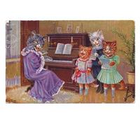 ZHAOSHAN Célèbre Oeuvre Dimpression Wall Art Peintures Quatre chats vêtus d'habits humains autour d'un piano chantant par Louis Wain Pour la Décoration de la Chambre à Coucher 60x90cm