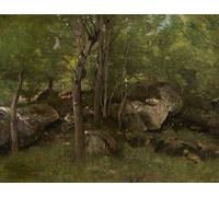 ZHAOSHAN Célèbre Oeuvre Dimpression Wall Art Peintures Rochers dans la forêt de Fontainebleau de Jean Baptiste Camille Corot Tableaux Modernes Pour la Décoration de la Chambre à Coucher 60x90cm