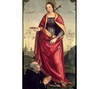 ZHAOSHAN Célèbre Oeuvre Dimpression Wall Art Peintures Sainte Lucie et un donateur de Domenico Ghirlandaio Tableaux Modernes Pour la Décoration de la Chambre à Coucher 60x90cm