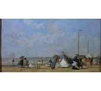 ZHAOSHAN Célèbre Oeuvre Dimpression Wall Art Peintures sur la plage de Trouville par Eugène Louis Boudin Tableaux Modernes Pour la Décoration de la Chambre à Coucher 60x90cm