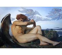 ZHAOSHAN De Célèbres Tableaux Art DéCorative Tableaux Sur Toile Ange déchu Alexandre Cabanel Moderne Mur Art Pour la Décoration Murale 60x90cm