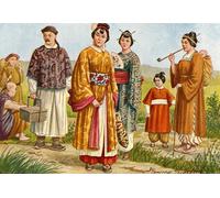 ZHAOSHAN De Célèbres Tableaux Imprimer Affiche Toile Avec Image Costumes chinois paysans et citadins par Tancredi Scarpelli Impression Peinture Huile Pour la Décoration Murale 60x90cm