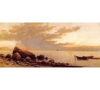 ZHAOSHAN De Célèbres Tableaux Imprimer Affiche Toile Avec Image Coucher de soleil par Alfred Thompson Bricher Impression Peinture Huile Pour la Décoration de la Chambre à Coucher 60x90cm