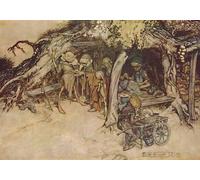 ZHAOSHAN De Célèbres Tableaux Imprimer Affiche Toile Avec Image faire mes manteaux de petits elfes par Arthur Rackham Impression Peinture Huile Pour la Décoration de Bureau 60x90cm