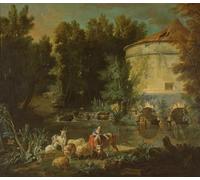 ZHAOSHAN De Célèbres Tableaux Imprimer Affiche Toile Avec Image Paysage à la tour ronde de Jean Baptiste Oudry Impression Peinture Huile Pour la Décoration de Bureau 60x90cm