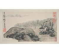 ZHAOSHAN De Célèbres Tableaux Imprimer Affiche Toile Avec Image Paysages des quatre saisons de Shitao Impression Peinture Huile Pour la Décoration de la Chambre à Coucher 60x90cm