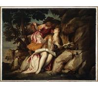 ZHAOSHAN De Célèbres Tableaux Imprimer Affiche Toile Avec Image Représentation de Marie-Madeleine avec un ange par Véronèse Impression Peinture Huile Pour la Décoration de Bureau 60x90cm