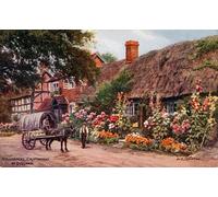 ZHAOSHAN De Célèbres Tableaux Imprimer Affiche Toile Avec Image Roses trémières Cropthorne Evesham par Alfred Robert Quinton Pour la Décoration de la Chambre à Coucher 60x90cm
