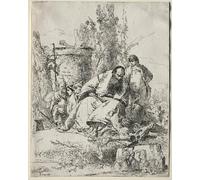 ZHAOSHAN De Célèbres Tableaux Imprimer Affiche Toile Avec Image Scherzi Di Fantasia Magicien assis et quatre personnages par Battista Impression Peinture Huile Pour la Décoration de Bureau 60x90cm