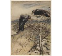 ZHAOSHAN De Célèbres Tableaux Imprimer Affiche Toile Avec Image une illustration des Twa Corbies par Arthur Rackham Impression Peinture Huile Pour la Décoration de Bureau 60x90cm
