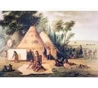 ZHAOSHAN De Célèbres Tableaux Imprimer Affiche Toile Avec Image Village de la tribu des Sioux du Nord par George Catlin Impression Peinture Huile Pour la Décoration de Bureau 60x90cm