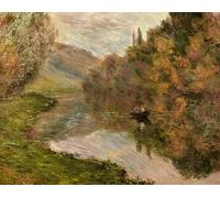 ZHAOSHAN De Célèbres Tableaux Paysage Toile Affiche Affiche De Arts Bateau Sur La Seine à Jeufosse de Claude Monet Impression Peinture Huile Pour la Décoration de Bureau 60x90cm