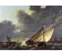 ZHAOSHAN De Célèbres Tableaux Paysage Toile Affiche Affiche De Arts Bateaux dans l'estuaire de la Hollande Diep dans une tempête par Aelbert Cuyp Pour la Décoration de la Chambre à Coucher 60x90cm