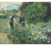 ZHAOSHAN De Célèbres Tableaux Paysage Toile Affiche Affiche De Arts Cueillir des fleurs par Pierre Auguste Renoir Impression Peinture Huile Pour la Décoration de Bureau 60x90cm