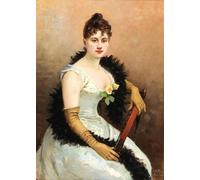 ZHAOSHAN De Célèbres Tableaux Paysage Toile Affiche Affiche De Arts Dame de la société avec boa à plumes Gustave Wertheimer Impression Peinture Huile Pour la Décoration de Bureau 60x90cm