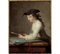 ZHAOSHAN De Célèbres Tableaux Paysage Toile Affiche Affiche De Arts Jeune caricaturiste taillant son crayon par Jean Baptiste Simeon Chardin Pour la Décoration de Bureau 60x90cm