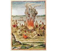 ZHAOSHAN De Célèbres Tableaux Paysage Toile Affiche Affiche De Arts la Célébration d'un Autour d'un Feu de Théodore De Bry Impression Peinture Huile Pour la Décoration Murale 60x90cm